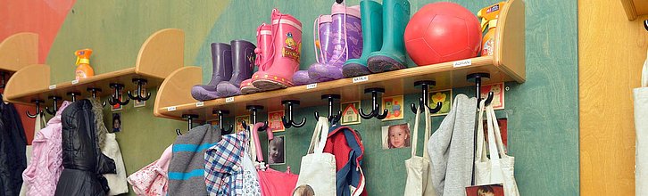 Die Garderobe einer Kindertagesstätte